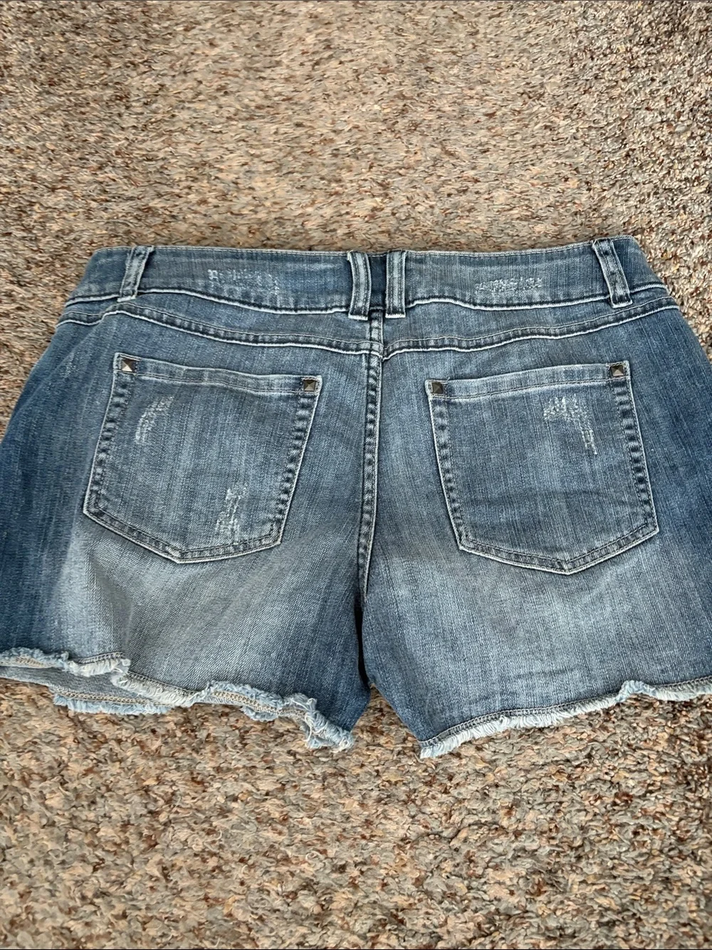 Elle Women's Dark Wash Denim Shorts with Paint Splatter